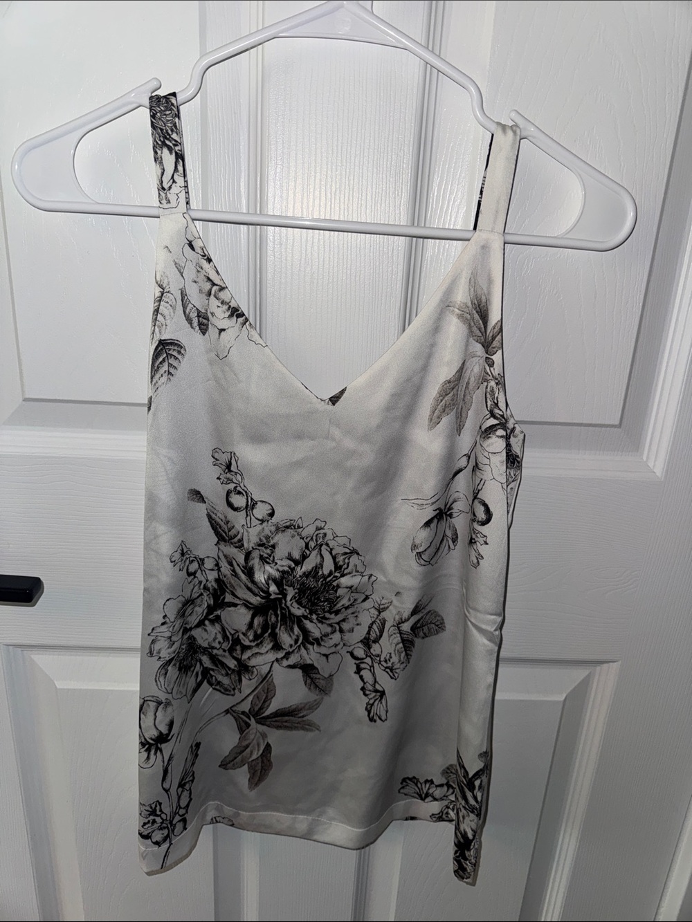 Floral Satin Reversible Tank Top in White and Black